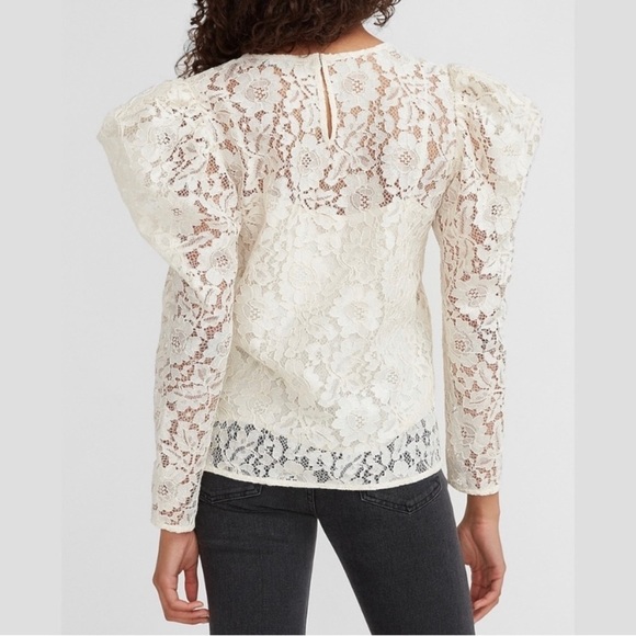 Express Cream Puff Sleeve Lace Top- NWT - Picture 12 of 15